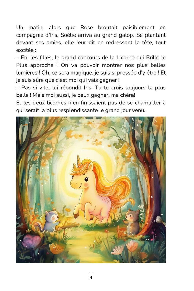 Rose, la petite licorne qui ne brillait pas — page intérieure 1