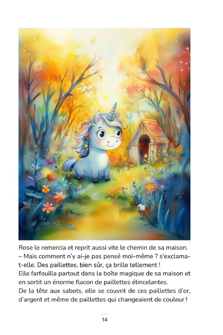 Rose, la petite licorne qui ne brillait pas — page intérieure 2